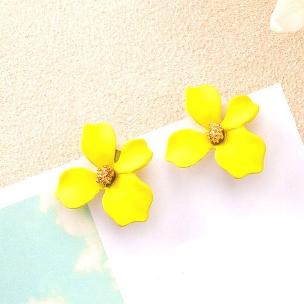 Collette Blooms Flower Petal Stud Earrings Sweet Yellow Gift Packaged